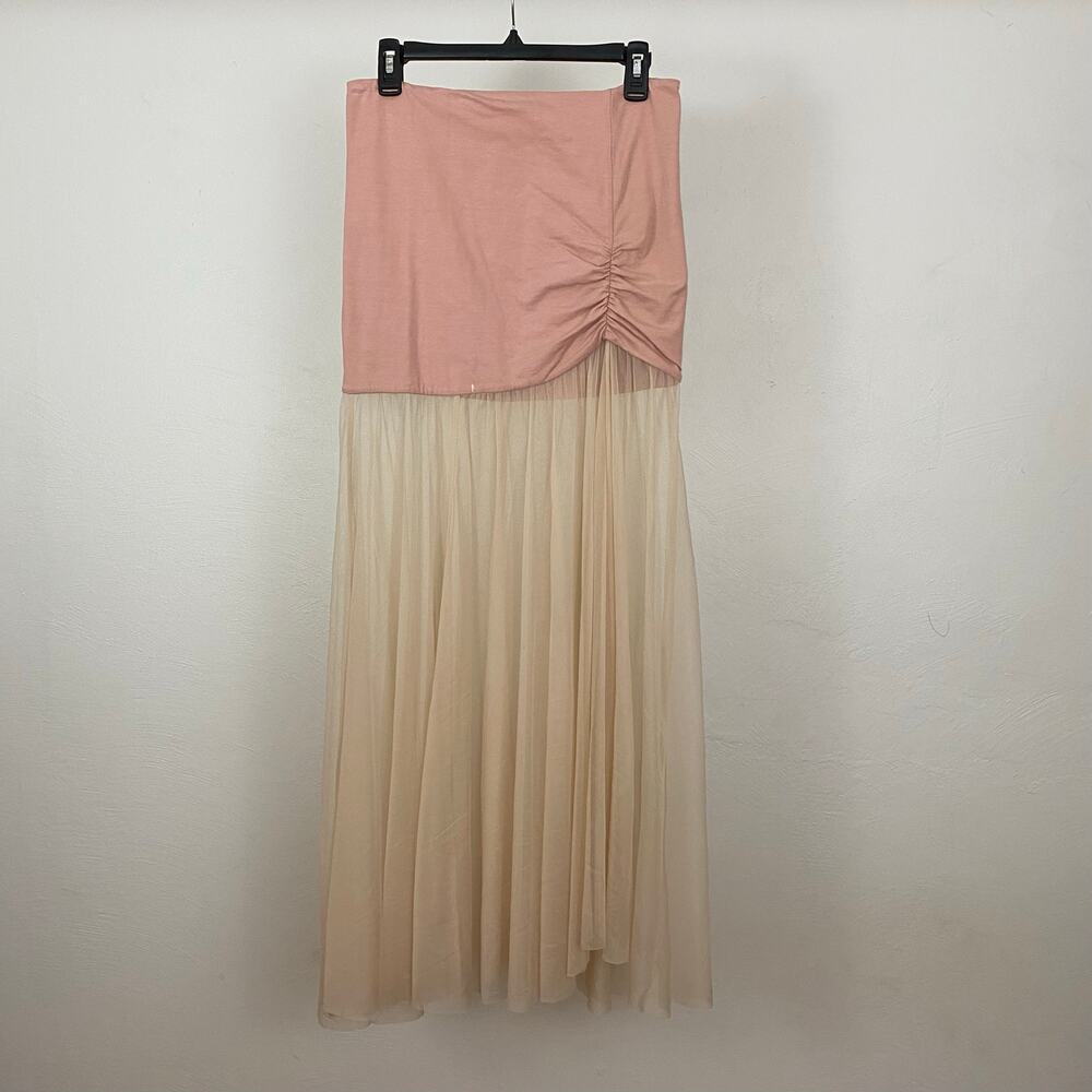 Free People Mesh Maxi Skirt - Blush - Size Medium